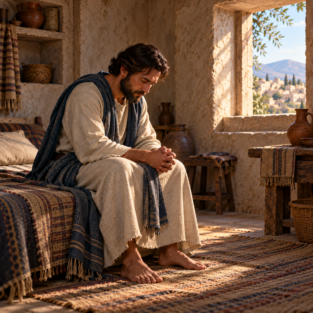 A person sits quietly in private reflection before God.