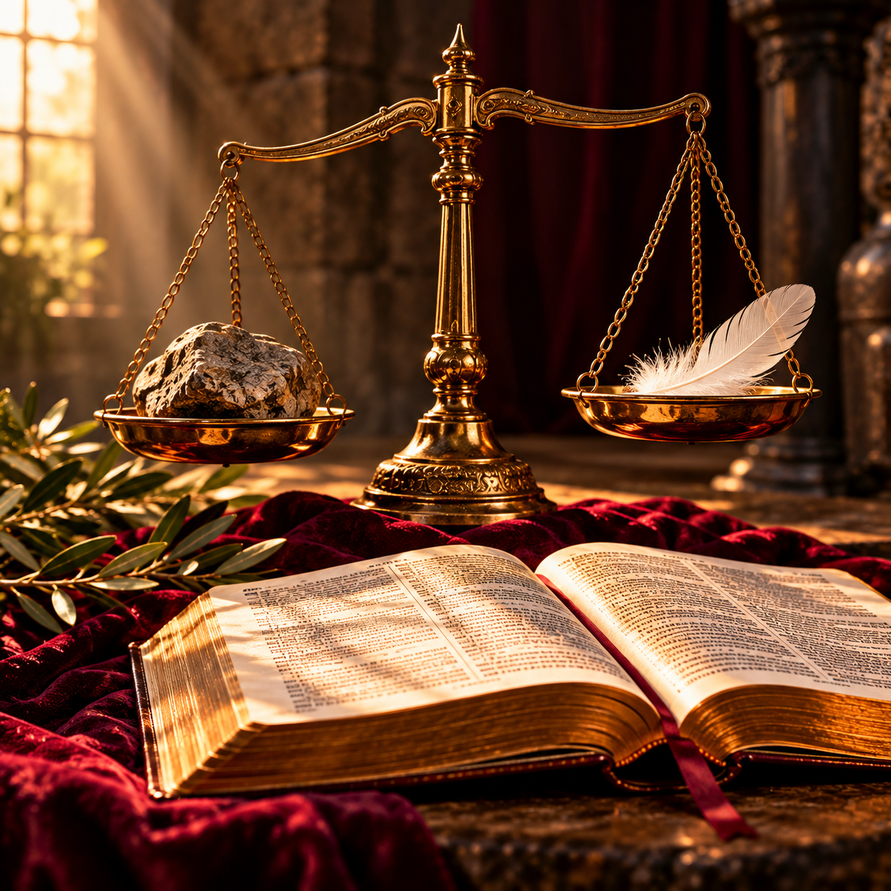 Hands clasped in prayer above an open Bible in warm morning light