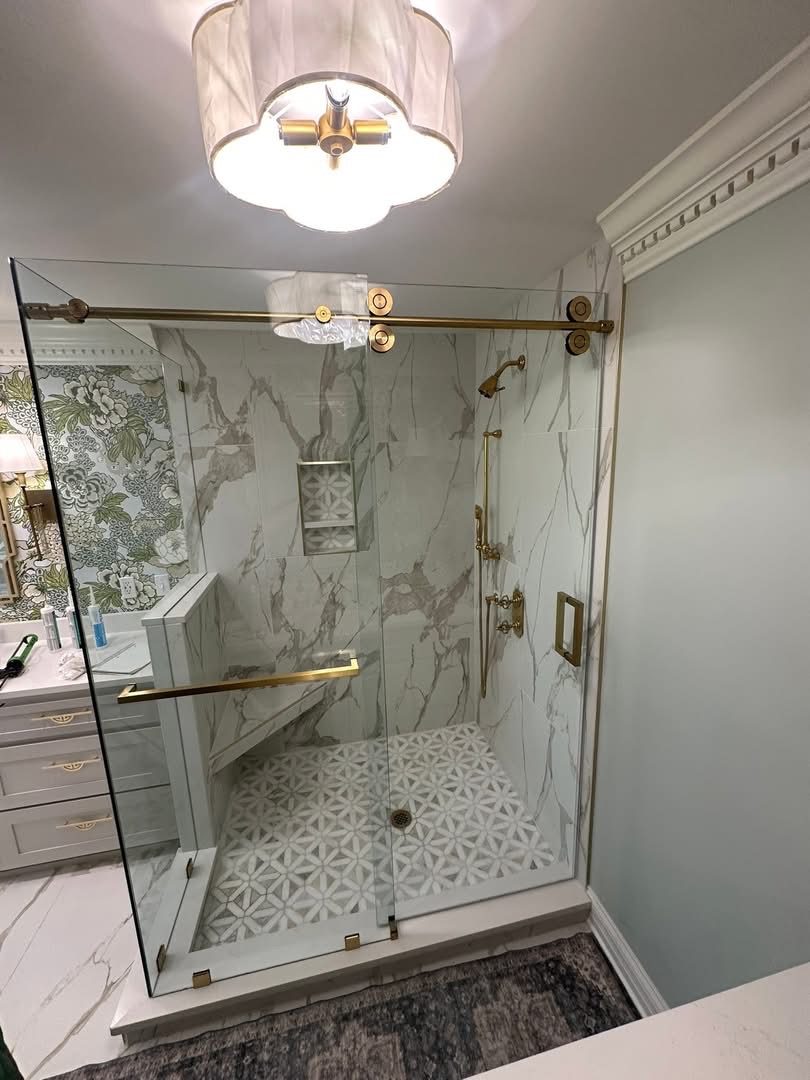 Finished shower glass
