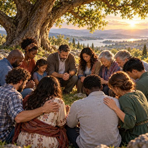 A church small group listens as one member raises a sincere question during discussion.