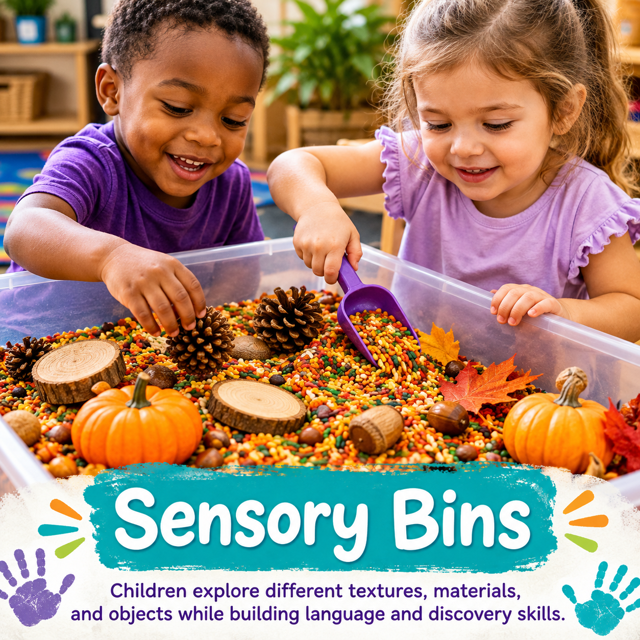 Children exploring a sensory bin activity