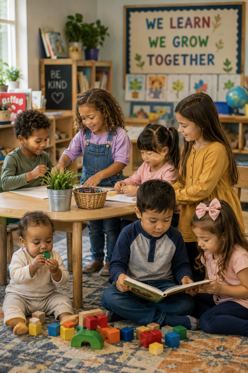 Children of different ages learning together in an early childhood classroom