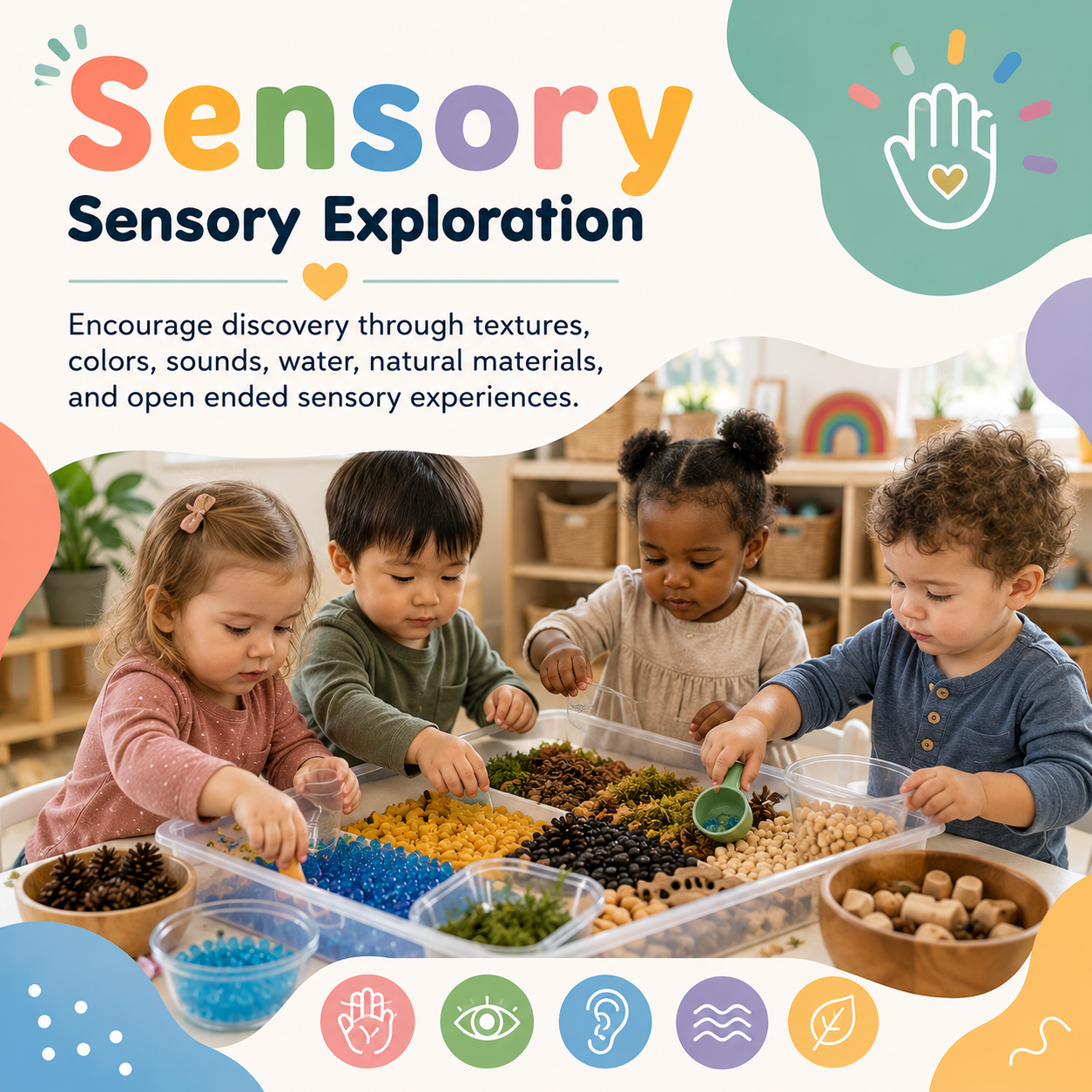 Children exploring sensory materials