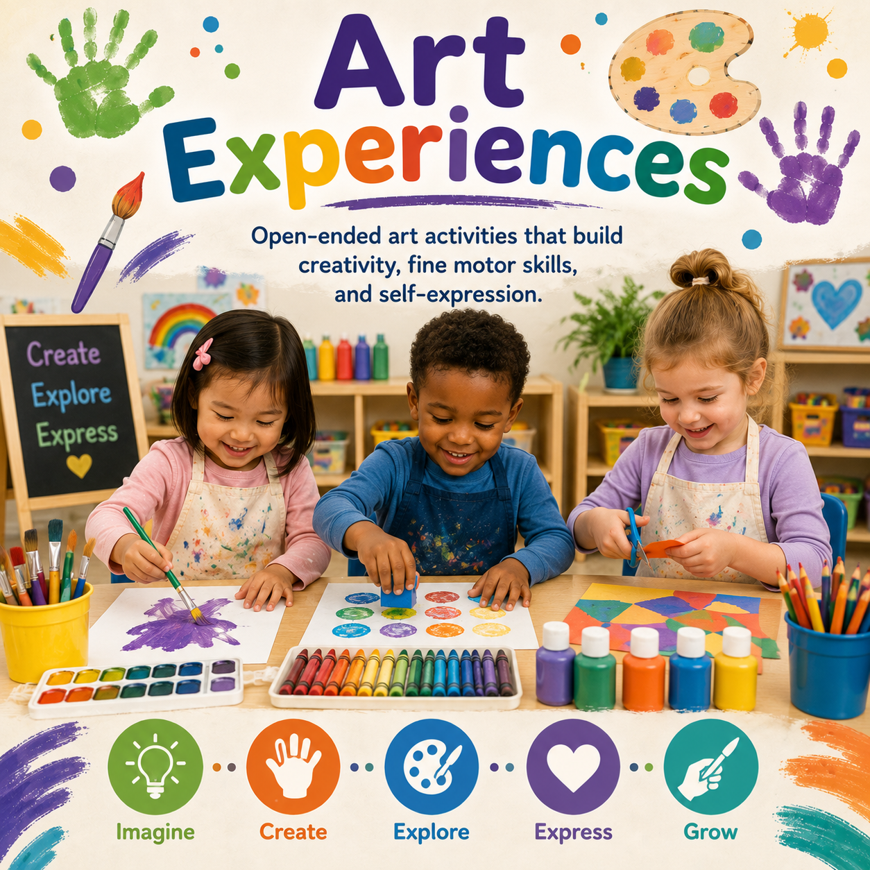 Child creating an art experience