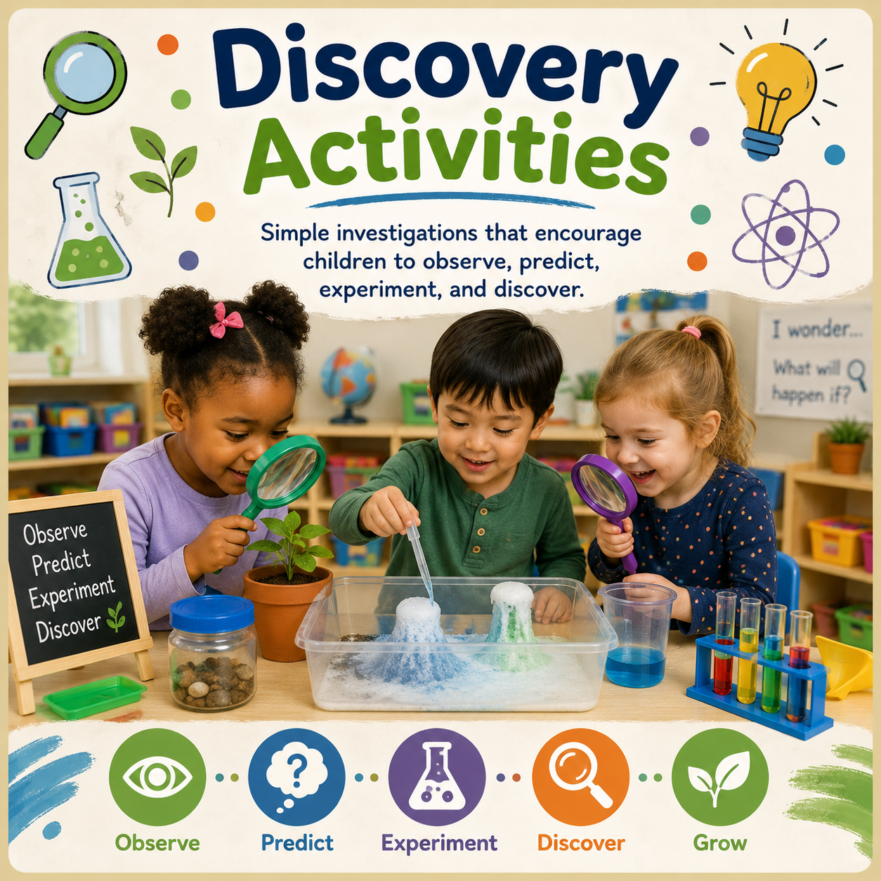 Children exploring discovery activities