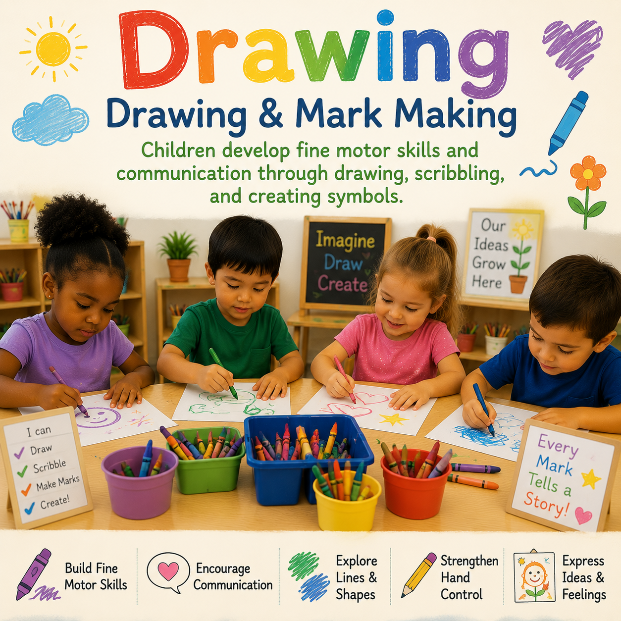 Children drawing and making marks