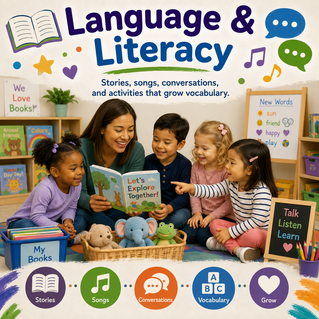 Children sharing a literacy experience