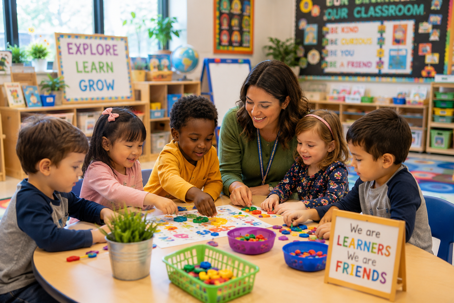 Preschool children learning together
