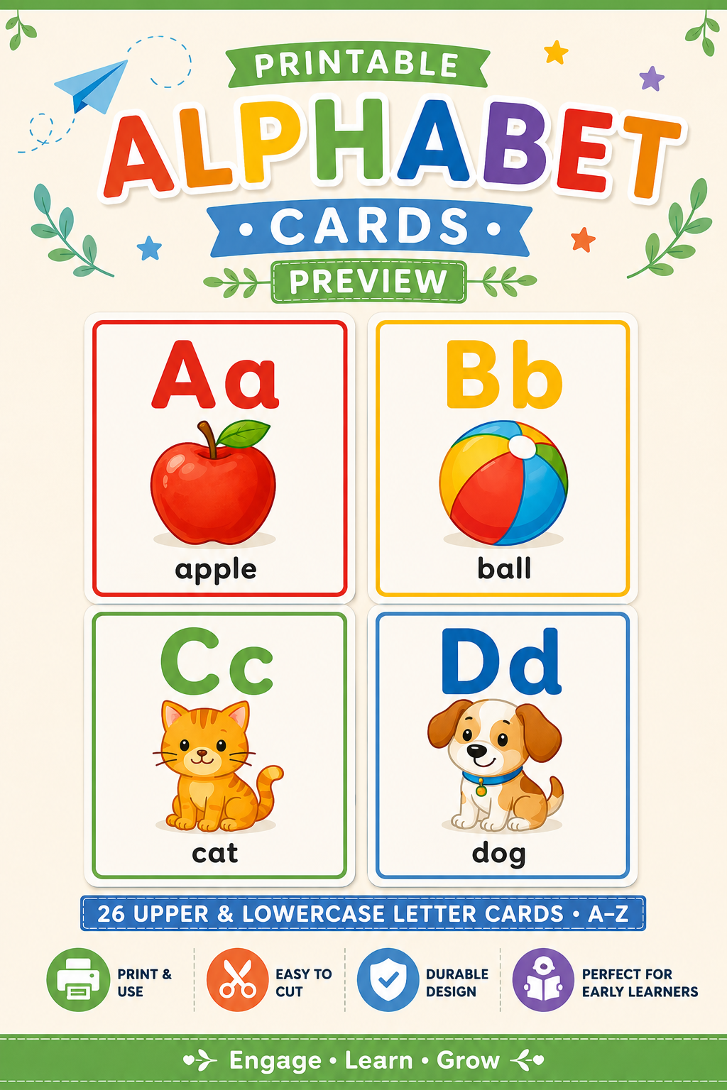 Printable Alphabet Cards Preview