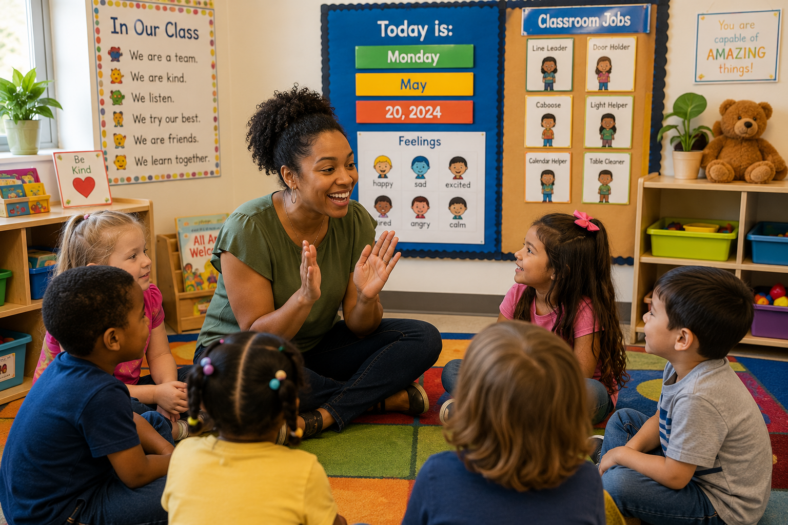 Teacher leading a positive early childhood classroom