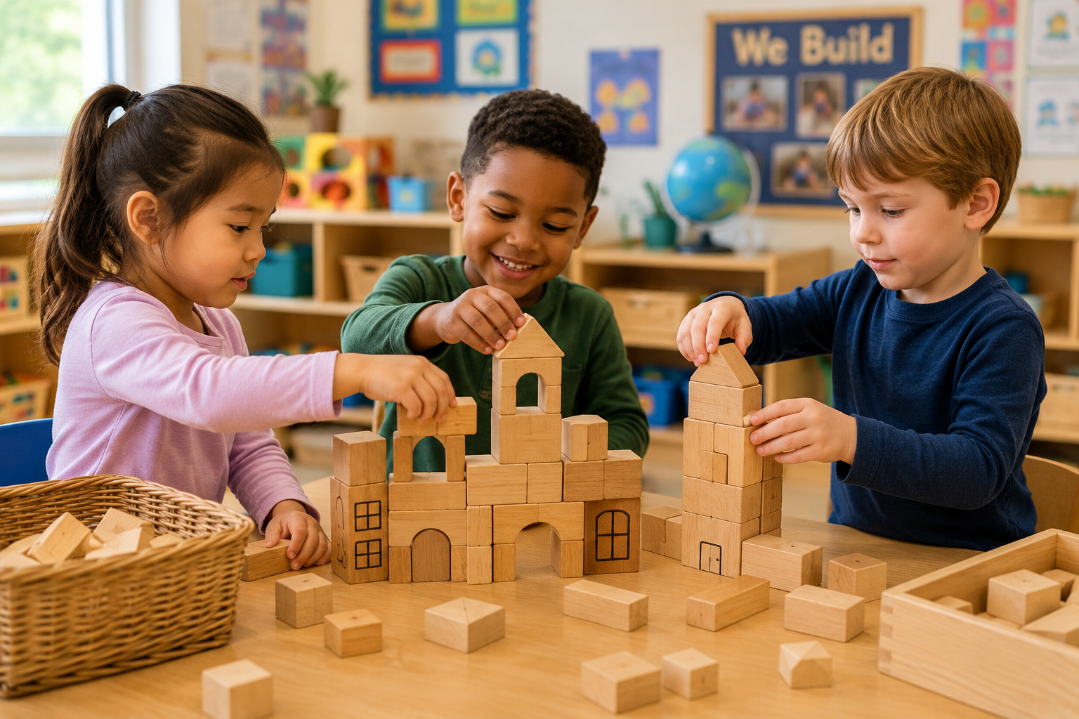Children building with blocks