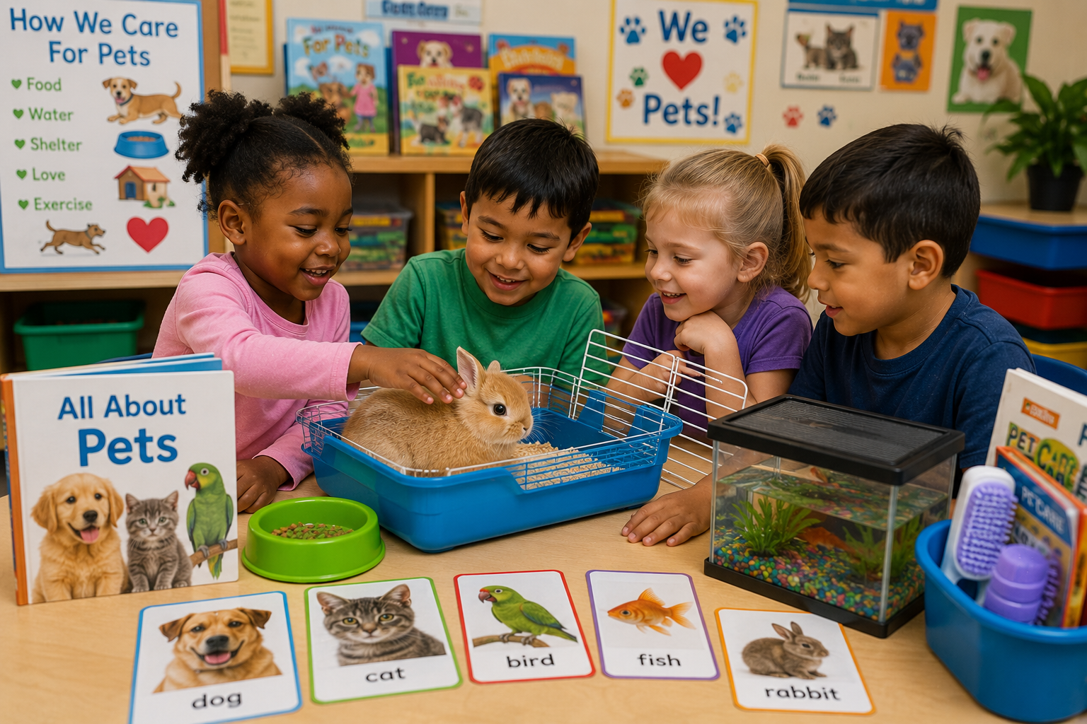 Children learning about pets