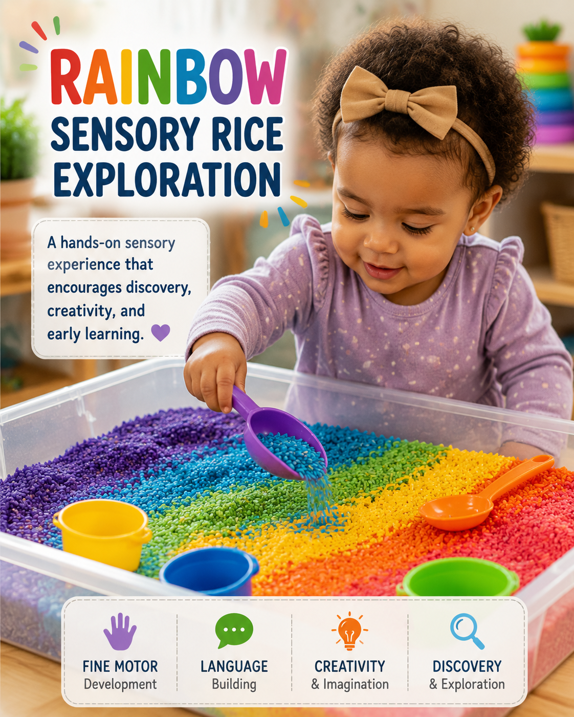 Rainbow sensory rice activity