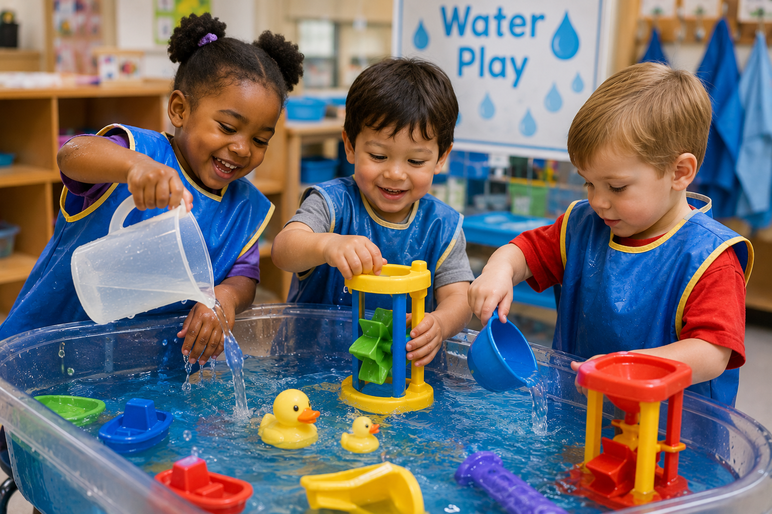 Children exploring water